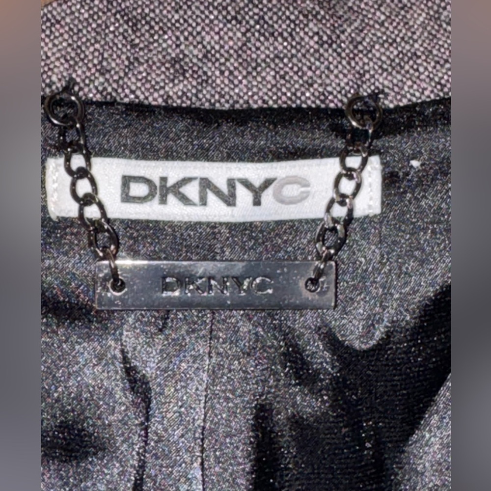 DKNY Cropped Wool Blend Jacket Blazer with Metallic Thread - Picture 3 of 8